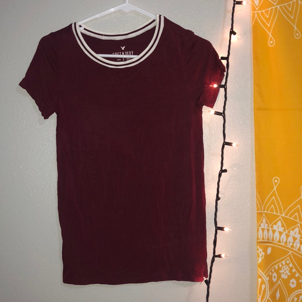 American Eagle Soft & Sexy Maroon Tee